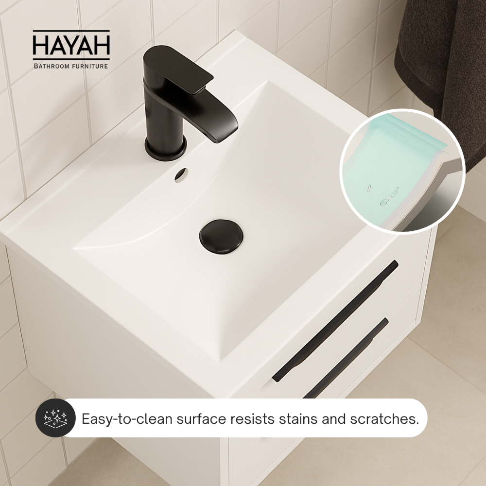 وحدة حمام 60سم دورجين تخزين ذاتي الغلق لون بيح/ابيض/جراي