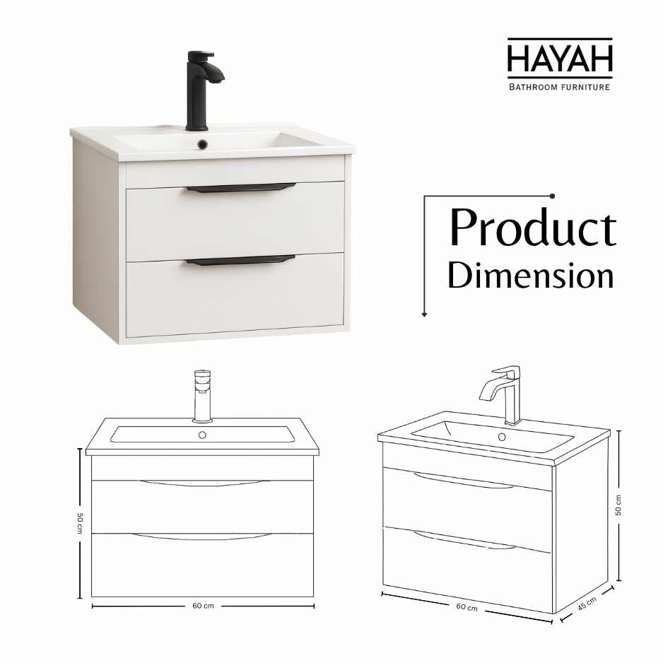 وحدة حمام 60سم دورجين تخزين ذاتي الغلق لون بيح/ابيض/جراي